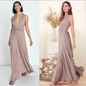 ✨LULUS Taupe wrap top versatile dress, size small